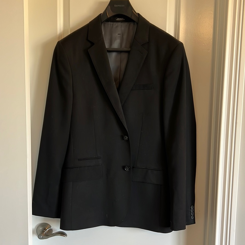 Express Men’s Fitted Black Suit Jacket 40R